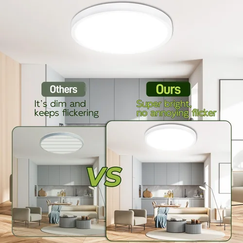 Vista 4 de hykolity Paquete de 2 Luces de Panel Plano Redondo LED de 9 Pulgadas con CCT Seleccionable, 18W 1800LM 3000K/4000K/5000K, Lámpara de Techo