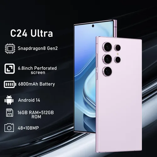 Vista 6 de C24 Ultra 5G - Teléfono celular desbloqueado, 16+512 GB, Android 14.0, cámara con zoom de 48+108 MP, bolígrafo integrado, batería de larga duración