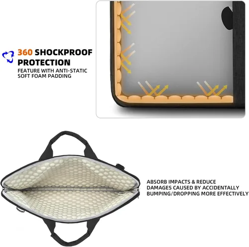 Vista 5 de KINGSLONG - Bolsa para laptop de 14 pulgadas con correa para el hombro, bolso de mensajero, funda delgada para transportar computadora, bolso