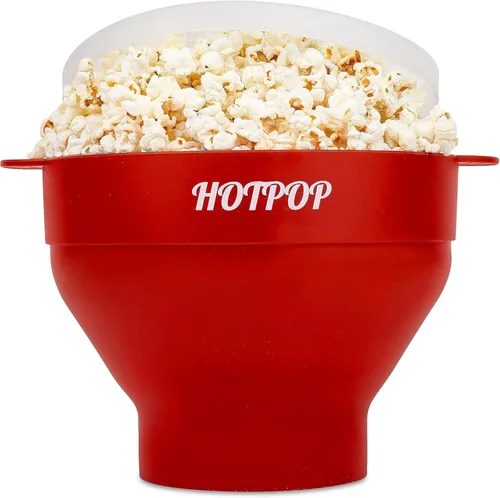 Vista 16 de El Hotpop Original - Palomitero para microondas, Popcorn, contenedor de silicona para hacer de palomitas de maíz, cuenco plegable sin BPA y apto