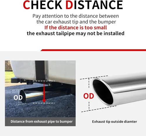 Vista 5 de Richeer Punta de escape de 4 a 8 pulgadas, entrada de 4", salida de 8", longitud total de 15", acabado pulido de acero inoxidable universal