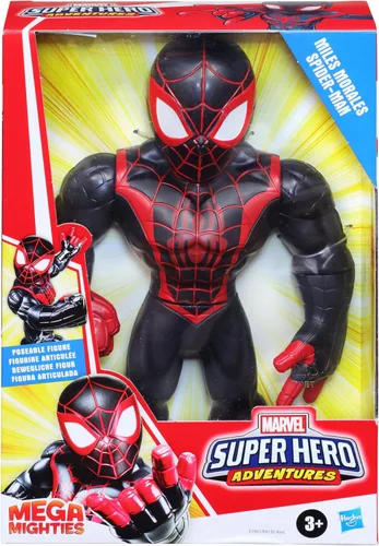 Vista 3 de Super Hero Adventures Playskool Heroes Mega Mighties Marvel Kid Arachnid, figura de acción coleccionable de 10 pulgadas, juguetes para niños a