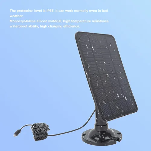 Vista 8 de Cargador de panel solar de 10 W con micro USB, panel de carga solar de cámara, panel solar de silicio monocristalino de alta eficiencia para cámaras