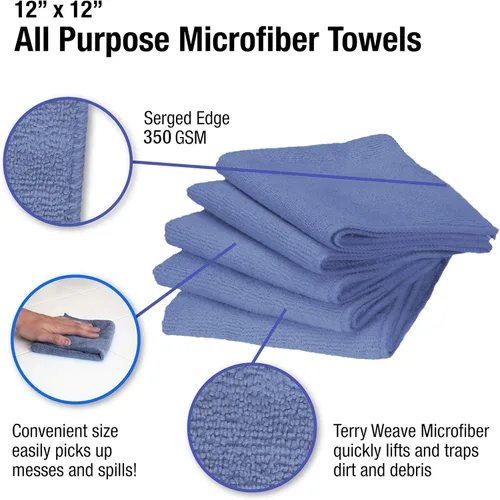 Vista 3 de Eurow Toallas de limpieza de microfibra ultra absorbentes, 350 GSM, sin pelusas, reutilizables, sin rayas para el hogar, automóvil, vidrio