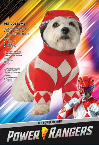 Vista 2 de Power Rangers - Disfraz para mascotas de Ranger rojo Disfraces para perros, talla XS