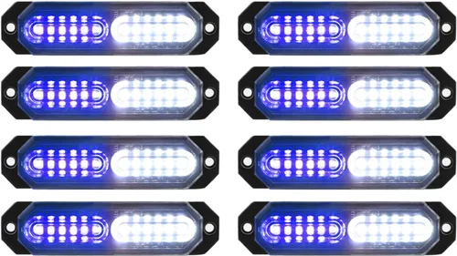 Vista 15 de ASPL 8 luces estroboscópicas ultra delgadas de 12 LED para montaje en superficie, luces estroboscópicas intermitentes para camión, automóvil