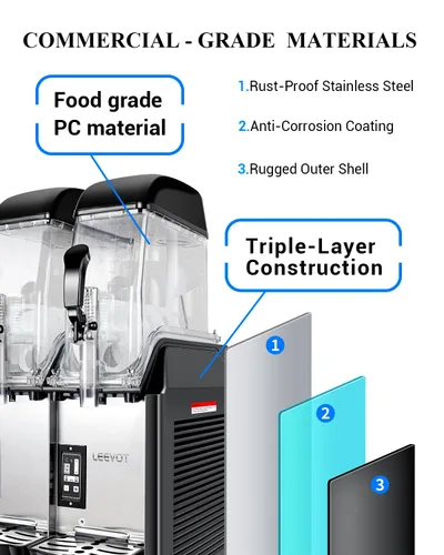 Vista 2 de Máquinas comerciales de granizado de 3.2 gals/1 tanque con luz LED, máquina de granizado de gran capacidad de 110 V para hacer margaritas