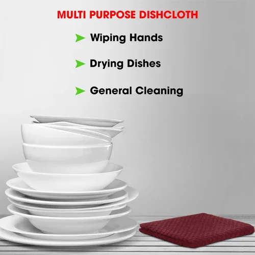 Vista 6 de Paños de cocina de rizo de algodón, paquete de 12 paños de limpieza suaves y absorbentes, paños de cocina pequeños de 12 x 12 pulgadas (rojo)