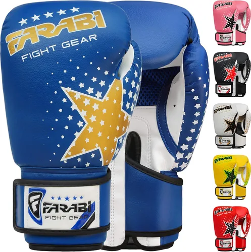 Vista 6 de Farabi - Guantes de boxeo para niños, para Muay Thai, Kick Boxing, entrenamiento, MMA, saco de boxeo