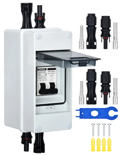Vista 10 de DIHOOL Interruptor de desconexión solar de 10 amperios, disyuntor en miniatura con caja de riel din caja al aire libre para paneles solares