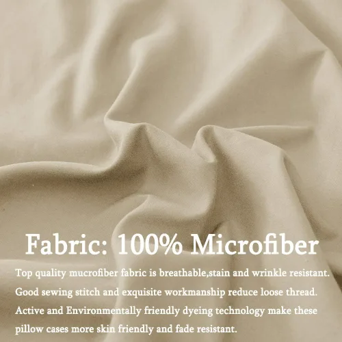 Vista 3 de SONORO KATE Juego de fundas de almohada de lujo de microfibra cepillada 1800 Bedding - antiarrugas, (beige, 2 fundas de almohada estándar)