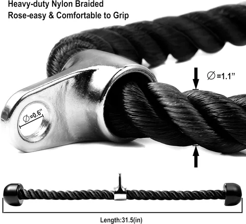 Vista 3 de Cable de tracción de cuerda de tríceps de lujo, 27 y 36 pulgadas de longitud, fácil de agarrar y antideslizante, accesorio de cable para ejercicio