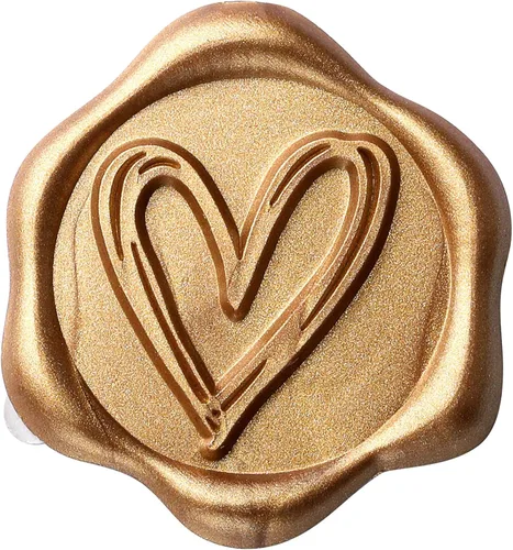 Vista 2 de Yoption Calcomanías de Sello de Cera de Corazón, Paquete de 50 Calcomanías Autoadhesivas de Oro Antiguo para Sello de Sobre para Boda, Fiesta