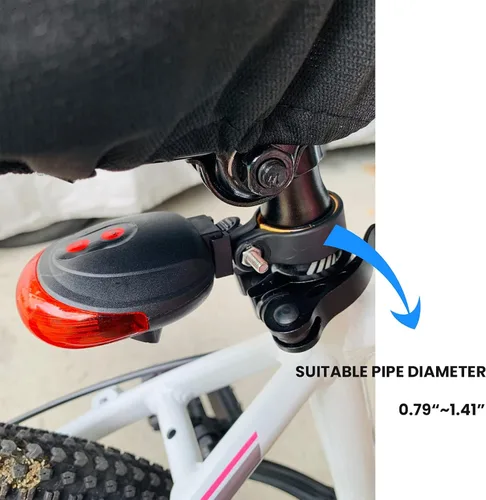 Vista 4 de Bicicleta Ciclismo 7 modos de flash Luces rojas impermeables con 5 LED y 2 haces láser Luz trasera de bicicleta Luz de advertencia de seguridad Luz