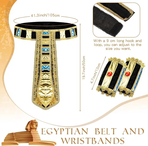 Vista 4 de 5 piezas de accesorios egipcios para disfraz de Cleopatra, disfraz de serpiente con cuentas de princesa egipcia, diadema, cinturón, collar