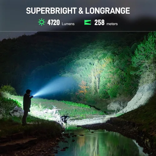 Vista 4 de ThruNite TC20 V3 - Linternas recargables de alto lúmenes, 4720 lúmenes, linterna LED súper brillante, USB-C, 6 modos, IPX8 impermeable, luz táctica