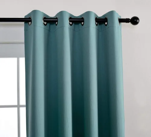 Vista 3 de Miuco paneles de cortina de oscurecimiento con arandelas, cortinas opacas con textura para salón, juego de 2