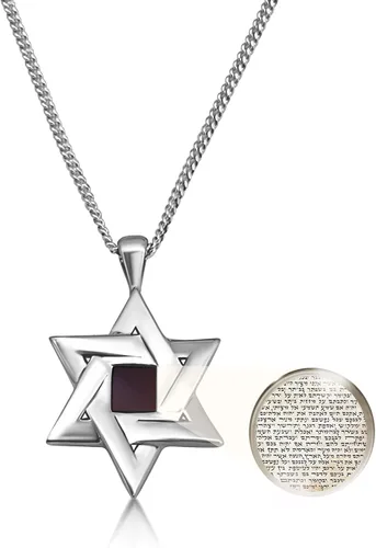 Collar de estrella de David con nano Biblia más pequeña en colgante hebreo con Biblia Tanakh entera Escrituras sagradas en microchip de 0.2