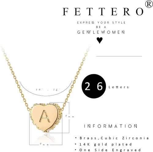 Vista 4 de Collar chapado en oro de 14 quilates con corazón pequeño con inicial de nombre grabada, hecho a mano, delicado, para mujer, joya