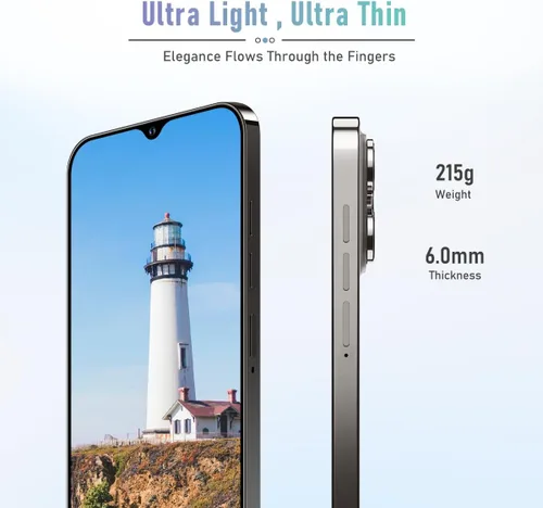 Vista 5 de Teléfono celular desbloqueado A14 Pro Max Smartphone 6GB+256GB Teléfono Android 13MP+50MP Cámara 6.8 pulgadas Pantalla HD Teléfono móvil 5G Dual SIM
