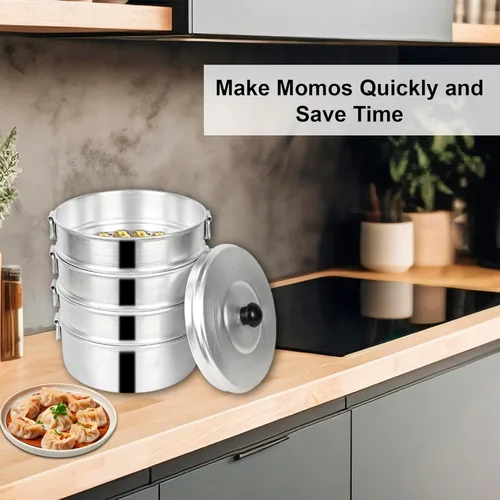 Vista 3 de Tabakh - Vaporizador momos de aluminio de 10 pulgadas, estándar, color plateado