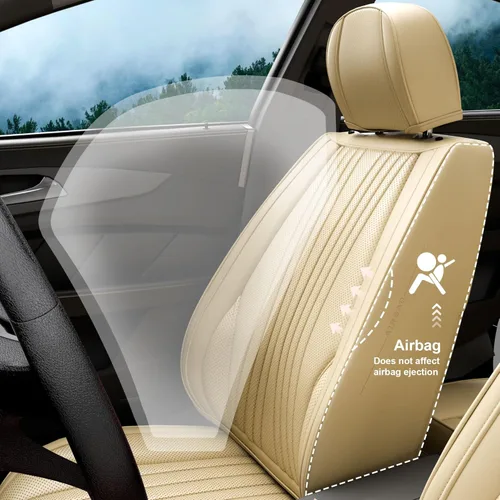 Vista 8 de 5 Piezas Fundas de Asientos de Automóvil Delanteros y Traseros LB, Cuero Nappa Impermeable Juego Completo Protectores de Asientos de Automóvil