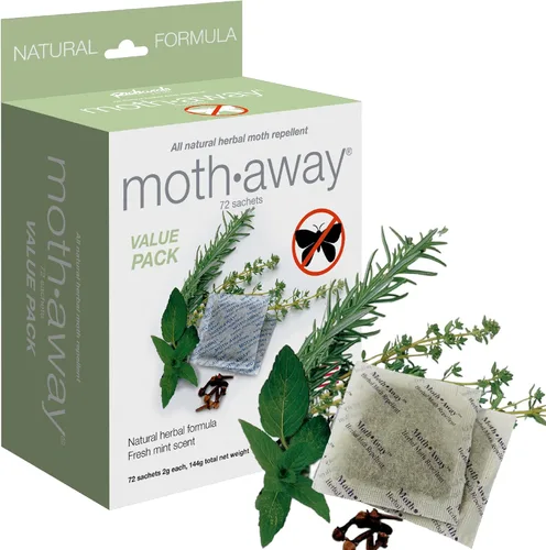 Richards Homewares - Paquete de 72 sobres de polilla, repelente natural de polillas a base de hierbas, no tóxico y sin químicos, aroma fresco para
