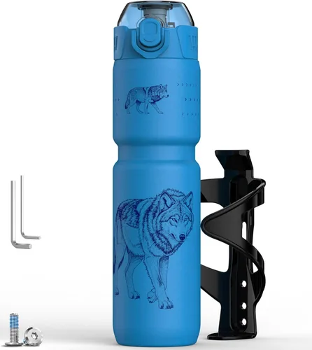Vista 12 de MYFOREST Botella de agua aislada para bicicleta de 24 onzas líquidas, forro de acero quirúrgico sin olor, agarre más fuerte para senderos difíciles
