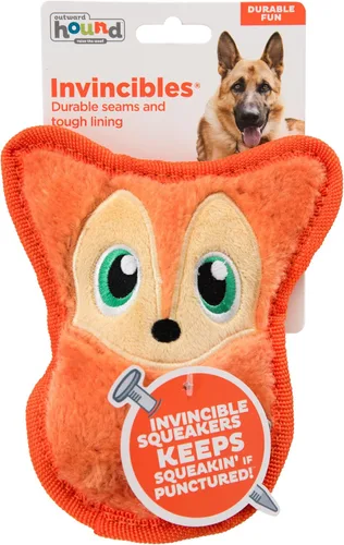 Vista 7 de Outward Hound Invincibles - Juguete de peluche para perro, XS zorro
