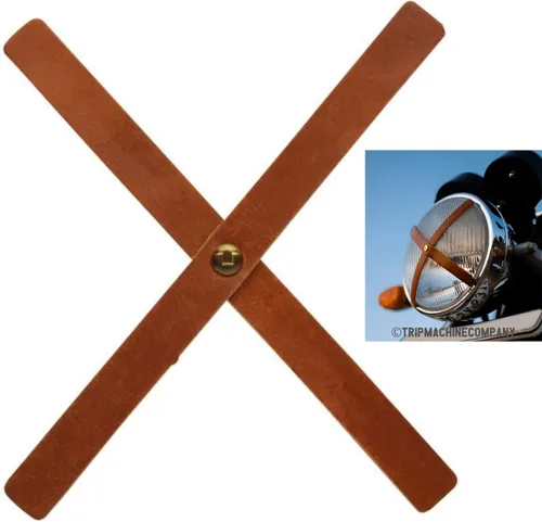 Vista 7 de Trip Machine Company Faro de Cuero Genuino X Accesorios Universales para Motocicleta Fácil de Instalar (Negro Perforado)