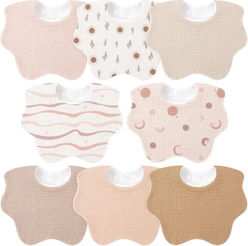 Vista 8 de Bearmoss Baby Bibs for Drooling & Teething 8 Pack Muslin Cotton Soft Absorbent Adjustable Unisex Bibs Boys Girls 0-36 Months