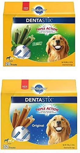 Pedigree Dentastix - Golosinas grandes para perros, (2) paquetes de 3.24 libras (60 golosinas)