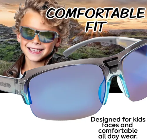 Vista 6 de Universal Studios Jurassic World - Gafas de sol para niños, elegantes, cómodas y duraderas, con protección UV, con funda de transporte suave