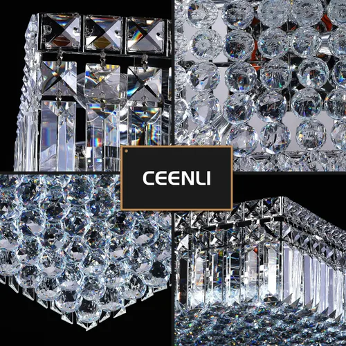 Vista 8 de Luminarias de techo de montaje empotrado modernas de 12 luces, elegante lámpara colgante de araña de cristal para recámara, sala de estar, comedor