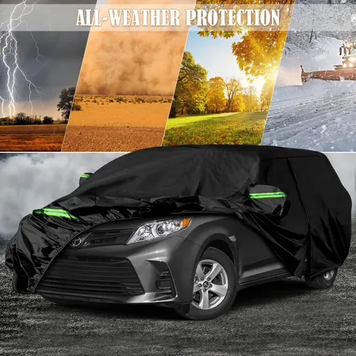 Vista 6 de Funda impermeable de repuesto para Toyota Sienna Minivan 2003-2023, 6 capas para todo tipo de clima, con puerta con cremallera y bandas resistentes