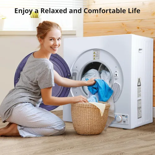 Vista 6 de Secadora de ropa portátil, secadora de ropa de 2.65 pies cúbicos, secadoras compactas, secadora eléctrica de acero inoxidable de carga frontal