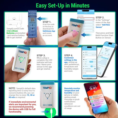 Vista 9 de TEMPIQ - Sensor remoto de temperatura y humedad WiFi – Integración de aplicaciones, alertas, ayuda a monitorear el segundo hogar, AirBnb, RV