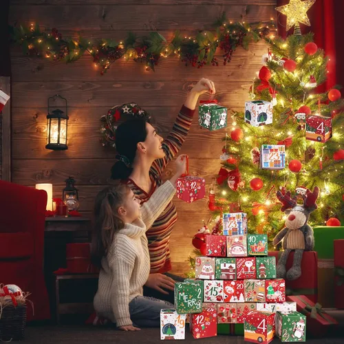 Vista 7 de ONESING Cajas de Calendario de Adviento de Navidad 2024 de 24 piezas para hacer y rellenar tu propio calendario de Adviento, cajas de cartón