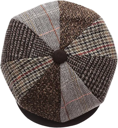 Vista 2 de EPOCH Gorra de lana para hombre, sombrero de golf Applejack de cabbie de tweed de conducción en espiga Nsb1910