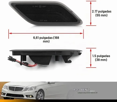 Vista 8 de Kits de luces indicadoras laterales LED con lentes ahumadas ámbar para Mercedes Benz W212 Clase E Pre-LCI E350 E550 E63 AMG 2010 2011 2012 2013