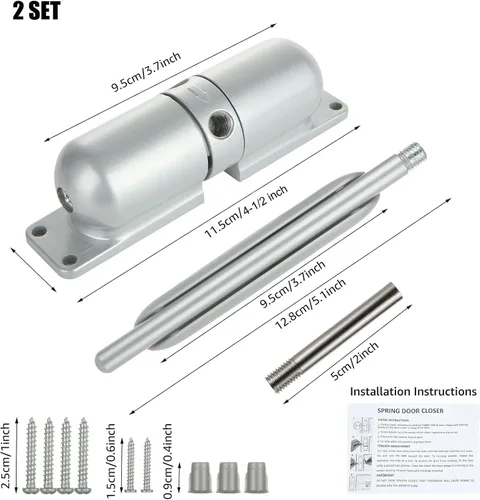 Vista 2 de 2 cierrapuertas automático de seguridad, bisagra de puerta de cierre ajustable para convertir puertas con bisagras en cierre automático, Gris
