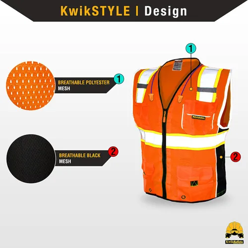 Vista 2 de KwikSafety CLASSIC & SUPREME Safety Vest Class 2 ANSI OSHA Hi Vis Vest