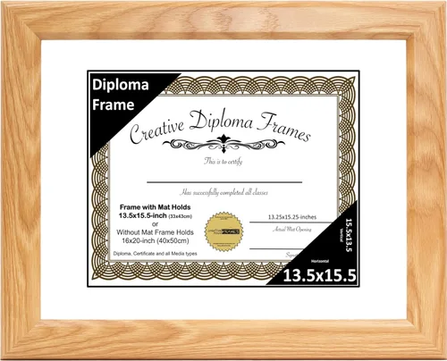 Vista 17 de Creative Picture Frames Marco de diploma con acabado de roble de 6 x 8 pulgadas, con caballete de vidrio negro y colgadores de pared instalados