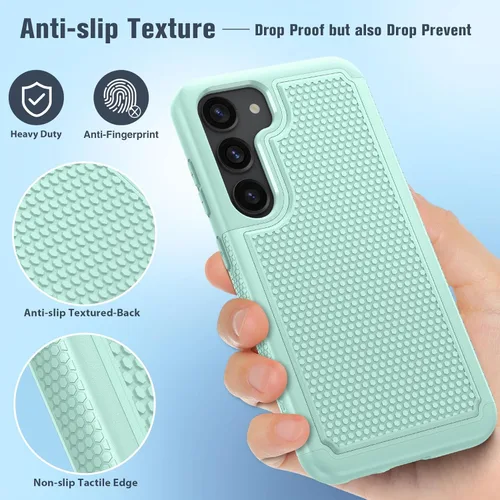 Vista 5 de FNTCASE Funda para Samsung Galaxy S23 funda protectora de doble capa resistente para teléfono celular, a prueba de golpes, con textura