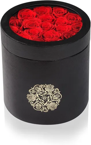 Vista 4 de NATROSES - Rosas preservadas, rosas rojas en caja que duran hasta un año, rosas duraderas para ella, regalos de flores preservadas para ella