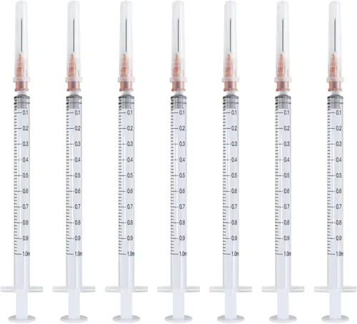 Vista 9 de Jeringa desechable de 2 ml con aguja, envuelta individualmente (23 Ga 25 mm/1.0 pulgada, paquete de 20)