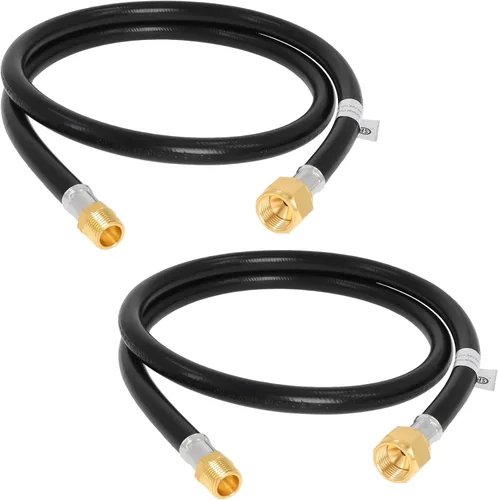Vista 8 de Wadoy, conjunto de conector de manguera de propano para cámper, 2 pies, 3/8" rosca hembra x 3/8" rosca hembra para conexión rápida, manguera de 24