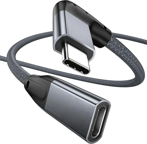 Vista 10 de UseBean Cable de extensión USB C en ángulo recto de 0.6 pies, 90 grados USB-C 3.2 Gen 2 20Gbps macho a hembra tipo C 4K cable extensor de video
