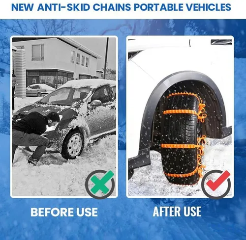 Vista 6 de Cadenas Antinieve Reutilizables 2024 – 【Nueva Versión】10 PIEZAS Cadenas Portátiles para Neumáticos de Nieve para Camionetas y SUV – Brida de Cable