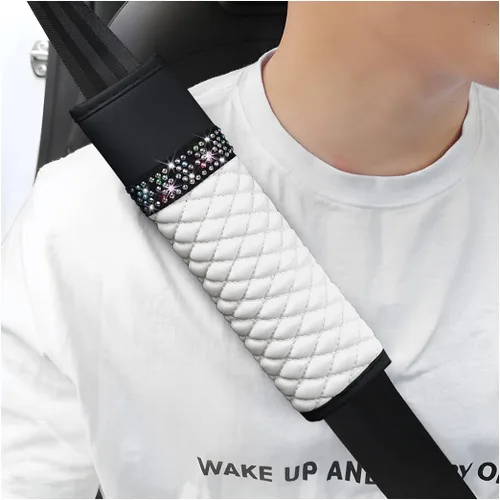 Vista 15 de zipelo 2 fundas para cinturón de seguridad de automóvil, almohadillas de cuero transpirable que protegen tu cuello, correas de arnés para una